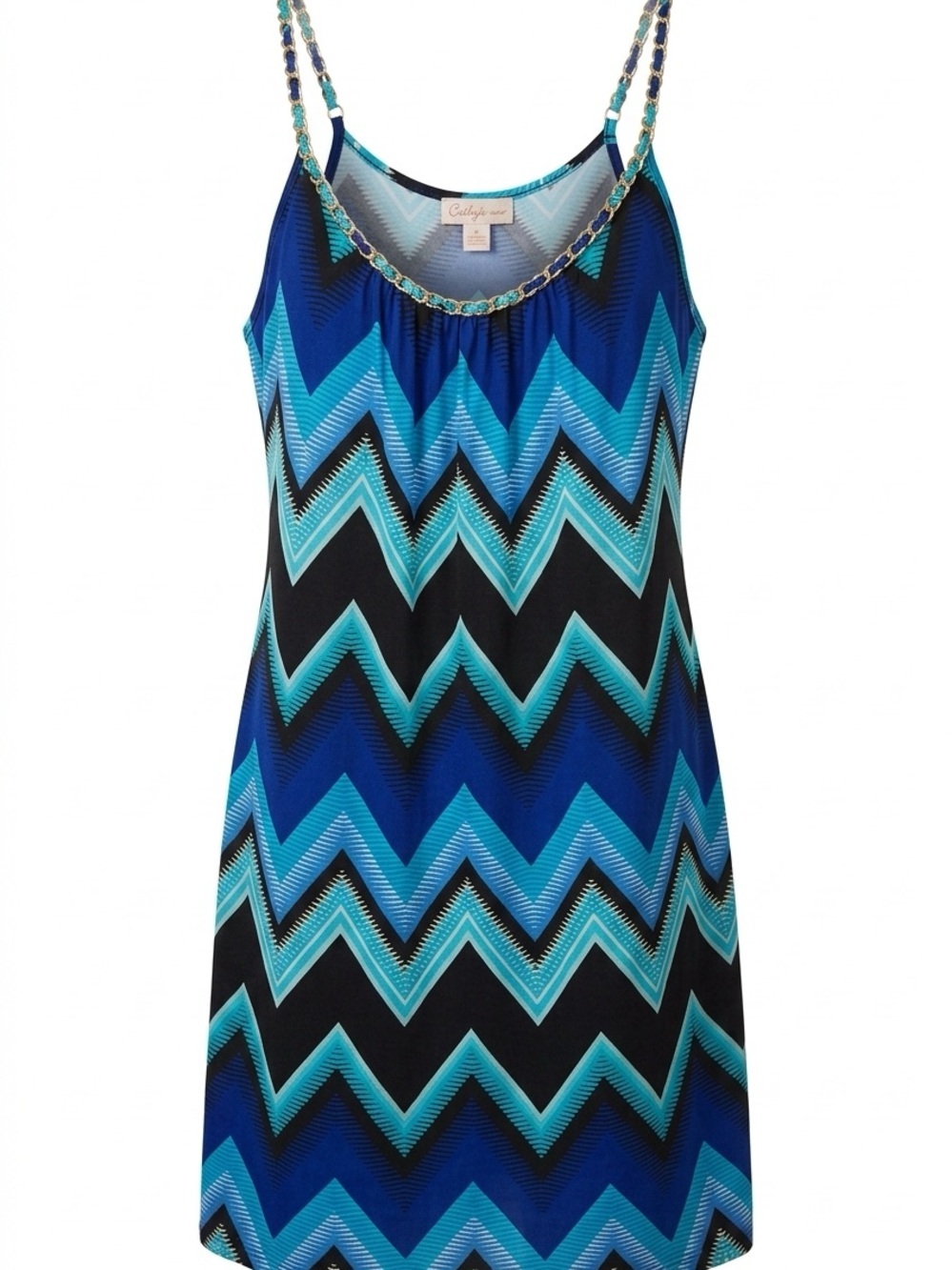 Christopher & Banks Blue Teal Chevron Tank Dress